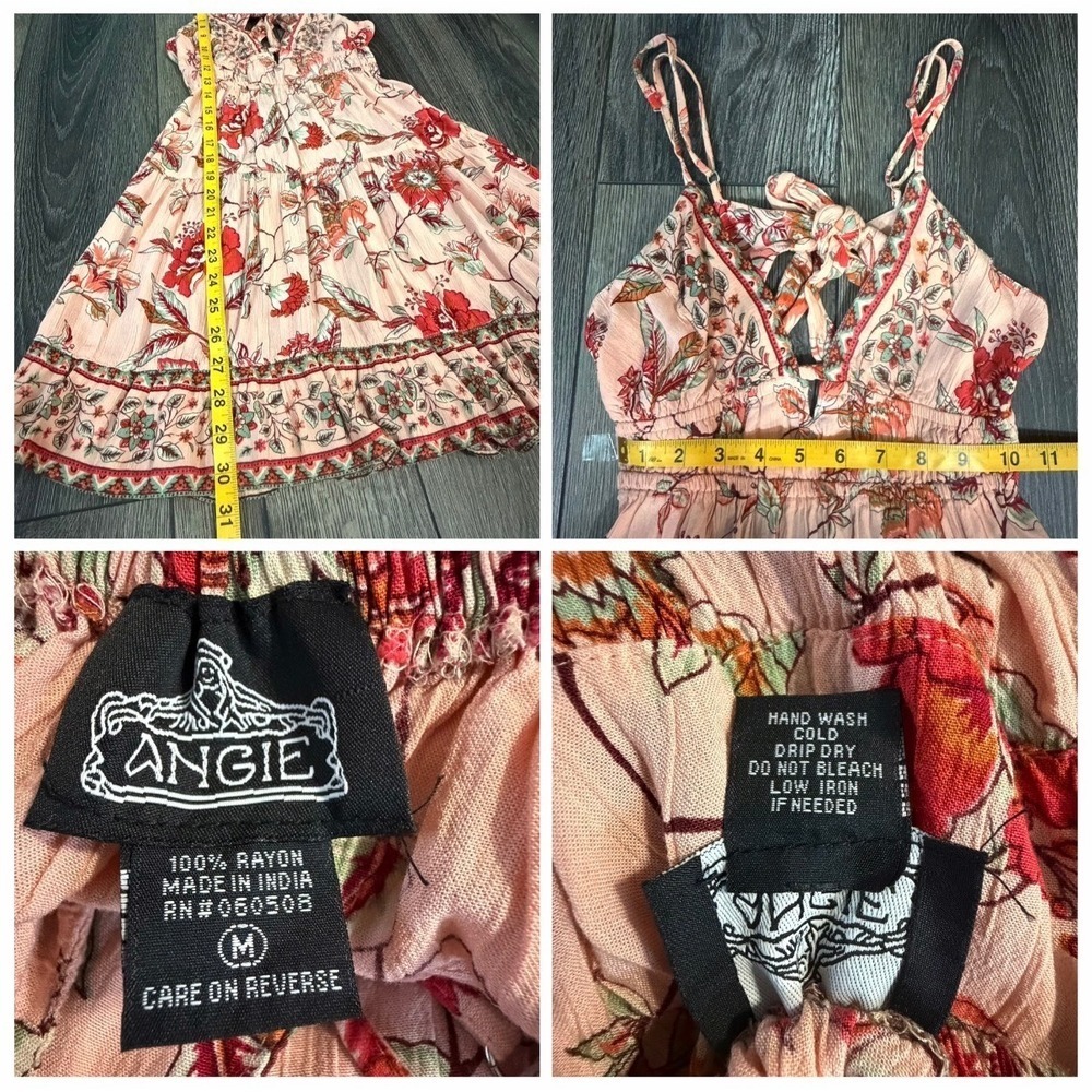 Angie Pink Floral Mini Dress with Red & Green Accents - Picture 8 of 12
